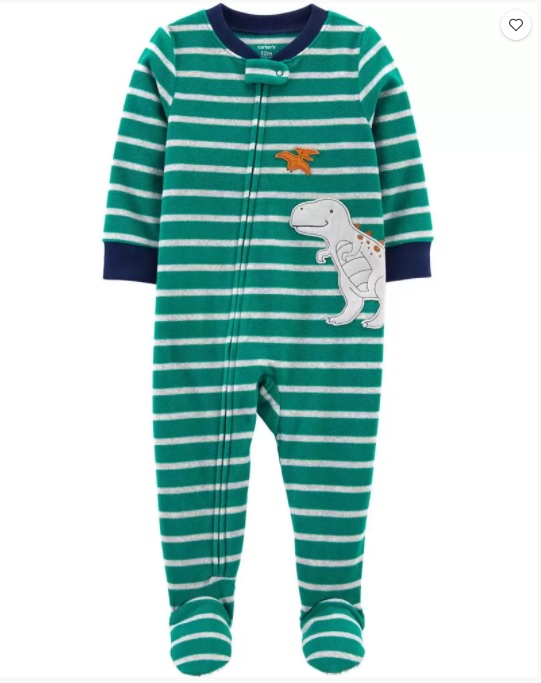 1-Piece Dinosaur Fleece Footie PJs